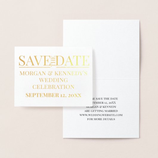 日付シンプルのお祝いフォイル結婚カードを保存 箔カード (ディスプレー)