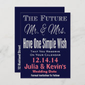 日付シンプルのモダンポストカードの保存 案内ポストカード (正面/裏面)