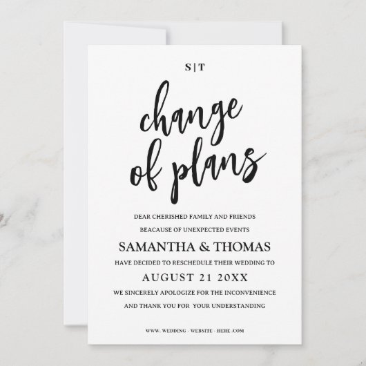 日付シンプルの変更結婚の告知 サンキューカード (正面)