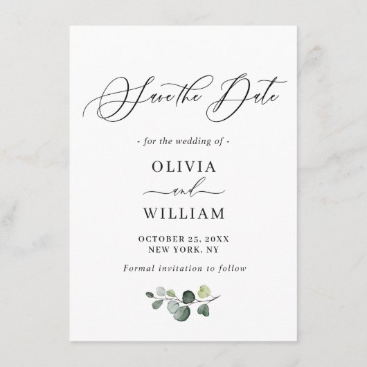 日付シンプルを保存するエレガントな結婚式 セーブザデート (裏面)