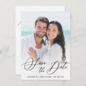 日付シンプルを保存するエレガントな結婚式 セーブザデート (正面/裏面)