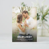 日付シンプルを保存する写真 | 結婚発表 招待状 (スタンド正面)