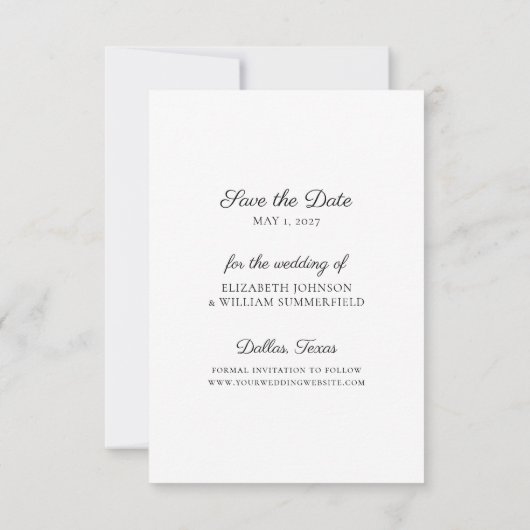 日付シンプルを保存する写真 | 結婚発表 招待状 (裏面)