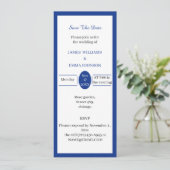 日付シンプルを保存する青 招待状 (スタンド正面)