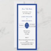 日付シンプルを保存する青 招待状 (正面)