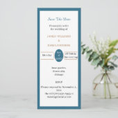 日付シンプルを保存する青 招待状 (スタンド正面)