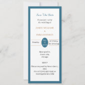 日付シンプルを保存する青 招待状 (正面)