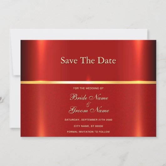 日付シンプルを赤で保存 セーブザデート (正面)