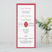 日付シンプルを赤で保存 招待状 (スタンド正面)