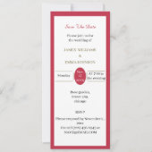 日付シンプルを赤で保存 招待状 (正面)