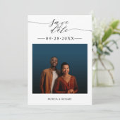 日付シンプル写真を保存するシックな結婚式 招待状 (スタンド正面)