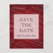 日付シーエレガントトの音楽を赤で保存 案内ポストカード (正面)