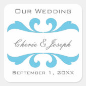 日付シールとシールを青で保存 スクエアシール (正面)