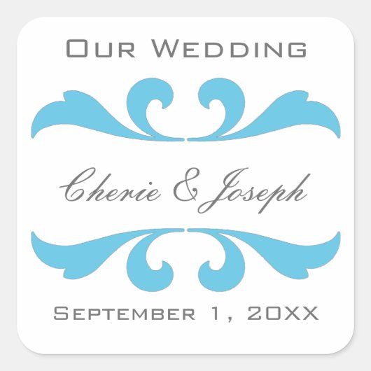 日付シールとシールを青で保存 スクエアシール (正面)