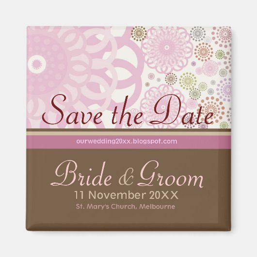 日付ジャイロスコープのピンクブラウン磁石を保存 マグネット (正面)