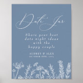 日付ジャー ペリウィンクル ワイルドフラワー ブライダルシャワー ポスター (正面)