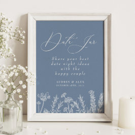 日付ジャー ペリウィンクル ワイルドフラワー ブライダルシャワー ポスター