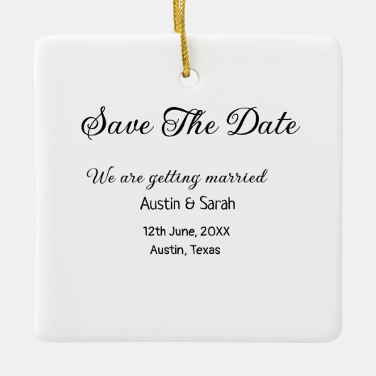 日付スキャンQRの結婚Webサイトのモダン文字 セラミックオーナメント (正面)