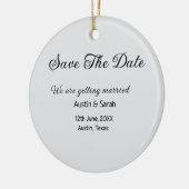 日付スキャンQRの結婚Webサイトのモダン文字 セラミックオーナメント (左)