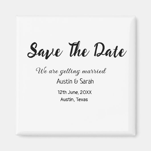 日付スキャンQRの結婚Webサイトのモダン文字 マグネット (正面)