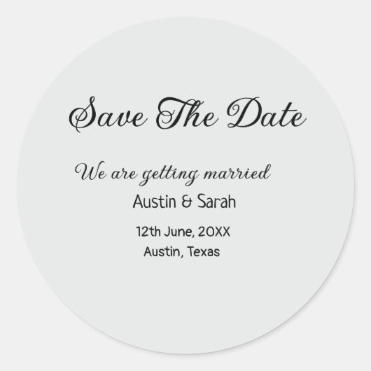 日付スキャンQRの結婚Webサイトのモダン文字 ラウンドシール (正面)