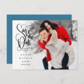 日付スクリプトのエレガント写真の保存モダン 案内ポストカード (正面/裏面)