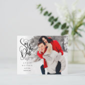 日付スクリプトのエレガント写真の保存モダン 案内ポストカード (スタンド正面)