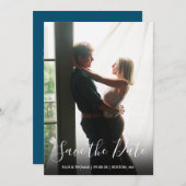 日付スクリプトのエレガント写真をシンプル保モダン存 セーブザデート (正面/裏面)