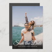 日付スクリプトのエレガント写真をシンプル保存 セーブザデート (正面/裏面)