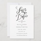 日付スクリプトのエレガント写真を保モダン存 招待状 (裏面)