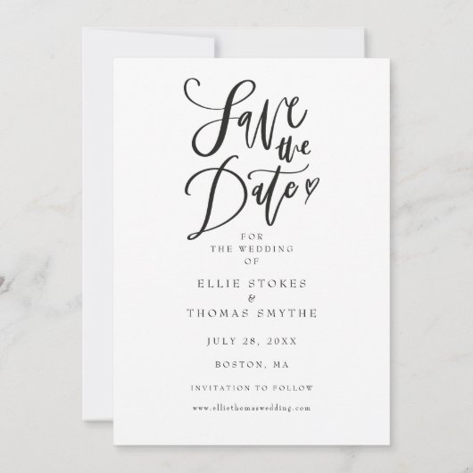 日付スクリプトのエレガント写真を保モダン存 招待状 (裏面)