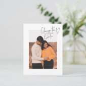 日付スクリプトのシンプル写真の延期の変更 ポストカード (スタンド正面)