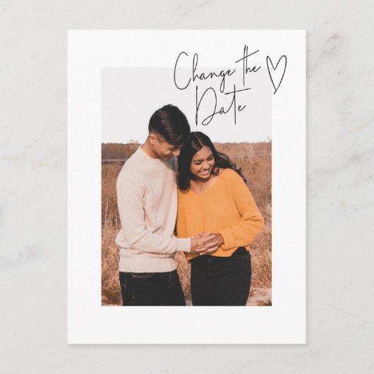 日付スクリプトのシンプル写真の延期の変更 ポストカード (正面)