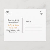 日付スクリプトのタイポグラフィ写真ポストカードの保存 案内ポストカード (裏面)