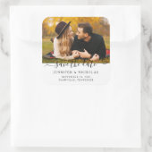 日付スクリプトのフォト婚約の保存 スクエアシール (バッグ)