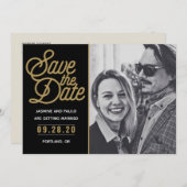 日付スクリプトのモダンフォト結婚カードを保存 招待状 (正面/裏面)