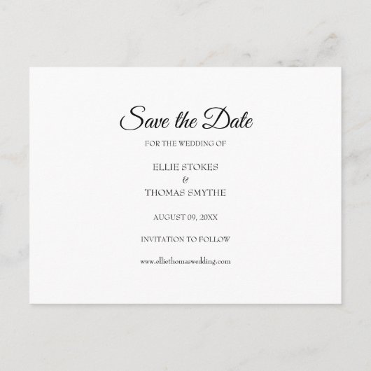 日付スクリプトの写真をシンプル保エレガント存 案内ポストカード (裏面)