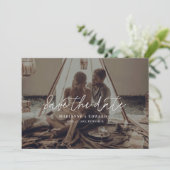 日付スクリプトの写真ミニマルをエレガント保存結婚する セーブザデート (スタンド正面)