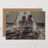 日付スクリプトの写真ミニマルをエレガント保存結婚する セーブザデート (正面/裏面)