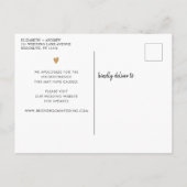 日付スクリプトの変更シンプルシャンパン金ゴールドハート 案内ポストカード (裏面)