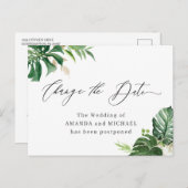 日付スクリプトの変更トロピカルパームの葉 ポストカード (正面/裏面)