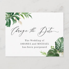 日付スクリプトの変更トロピカルパームの葉 ポストカード