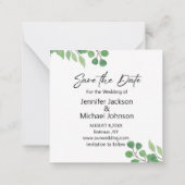 日付スクリプトの緑モダンのリースを保存 ノートカード (裏面)