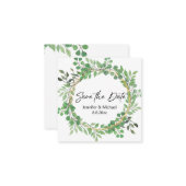 日付スクリプトの緑モダンのリースを保存 ノートカード (正面/裏面インサイチュ)