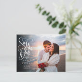 日付スクリプトエレガント写真QRコードの保存 ポストカード (スタンド正面)