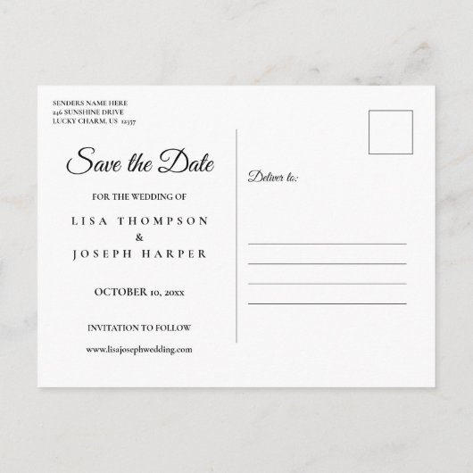 日付スクリプトカレンダー金ゴールドハートポストカードの保存 案内ポストカード (裏面)