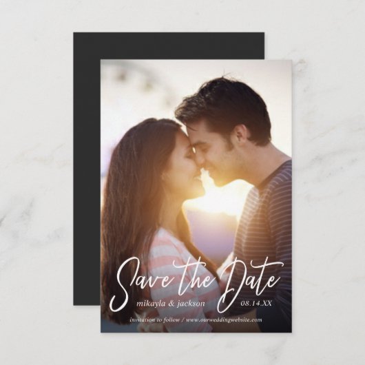 日付スクリプトシンプルのアナウ結婚ンスを保存 招待状 (正面/裏面)