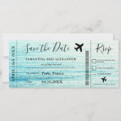 日付スクリプトビーチ飛行機搭乗券の保存 セーブザデート (正面)