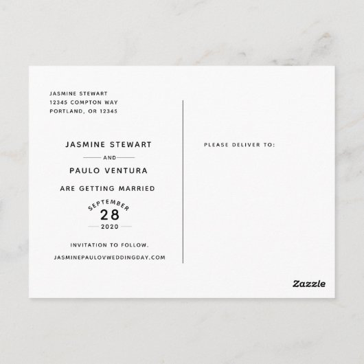 日付スクリプトモダンの写結婚真の保存 ポストカード