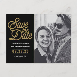 日付スクリプトモダンの写結婚真の保存 ポストカード